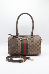 Gucci Horsebit 1955 Mini Boston Bag | GG Canvas & Web Stripe