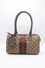 Gucci Horsebit 1955 Mini Boston Bag | GG Canvas & Web Stripe