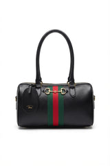 Gucci Horsebit 1955 Leather Mini Boston Bag | Black & Web Stripe