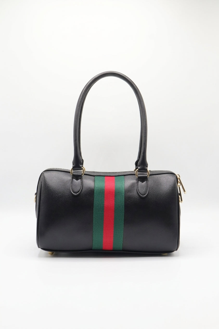 Gucci Horsebit 1955 Leather Mini Boston Bag | Black & Web Stripe