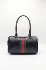 Gucci Horsebit 1955 Leather Mini Boston Bag | Black & Web Stripe