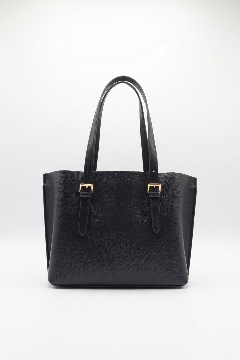 Coach Mollie Tote 25 in Black Crossgrain Leather