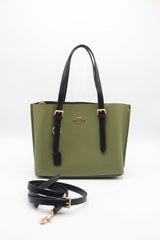 Coach Mollie Tote 25 Leather Bag | Olive Green & Black