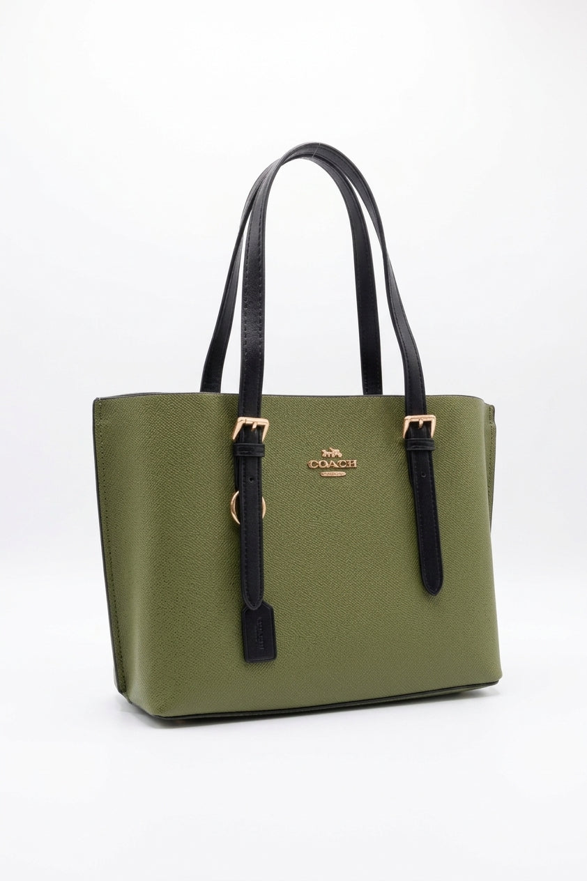 Coach Mollie Tote 25 Leather Bag | Olive Green & Black