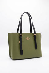 Coach Mollie Tote 25 Leather Bag | Olive Green & Black
