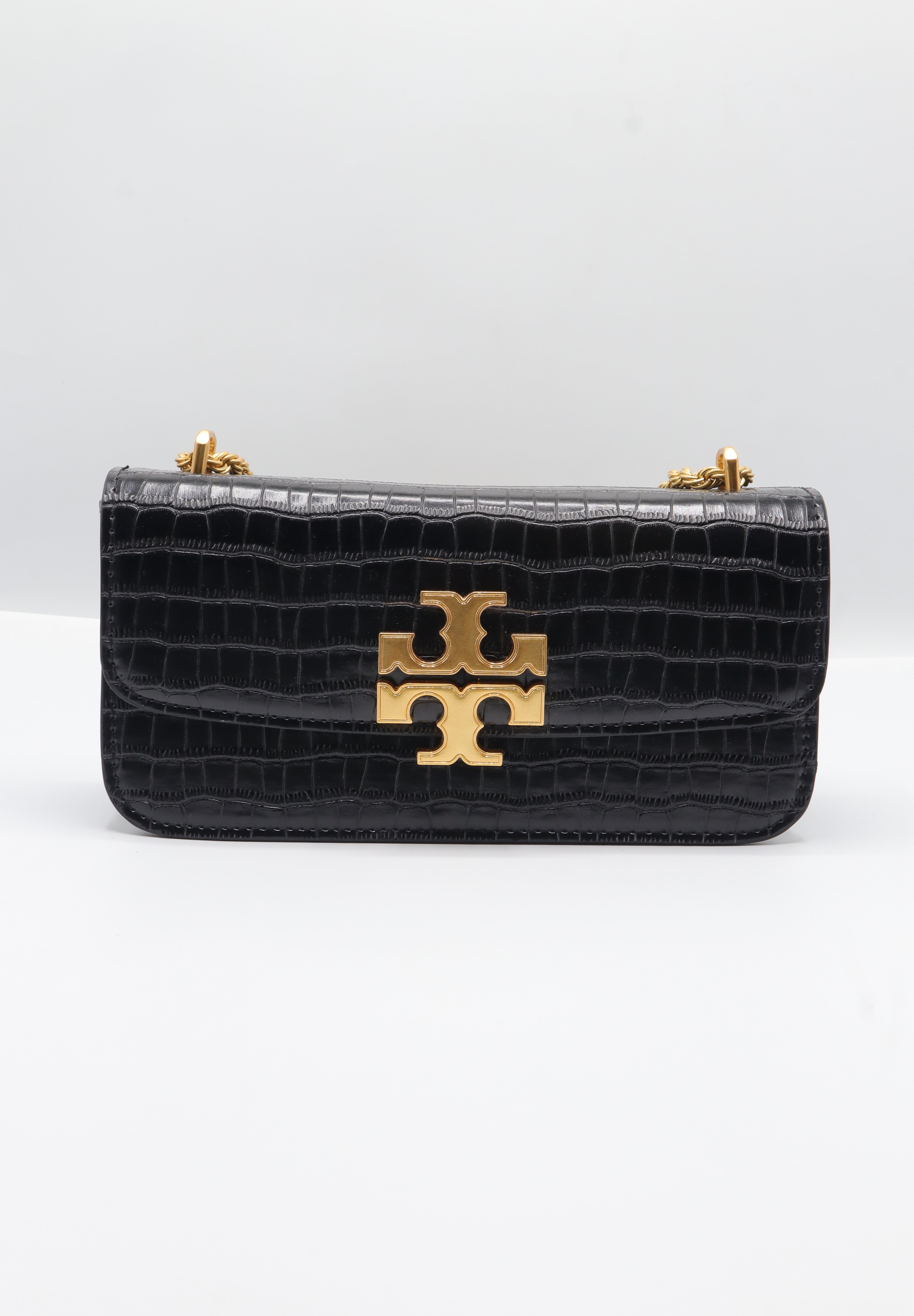 Tory Burch Eleanor Bag | Black Croc Leather & Gold Double T