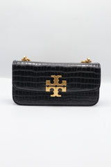 Tory Burch Eleanor Bag | Black Croc Leather & Gold Double T