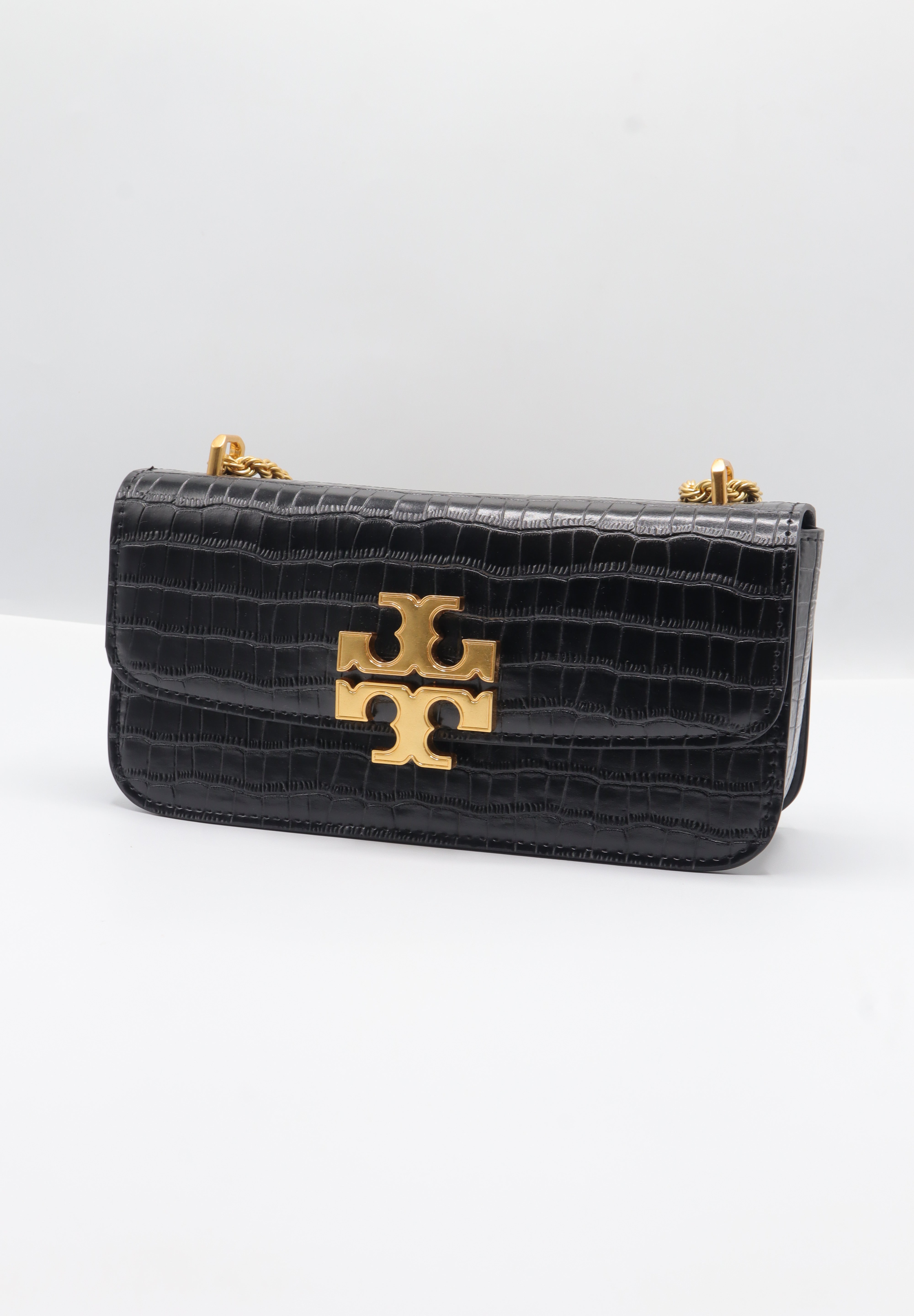 Tory Burch Eleanor Bag | Black Croc Leather & Gold Double T