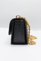 Tory Burch Eleanor Bag | Black Croc Leather & Gold Double T