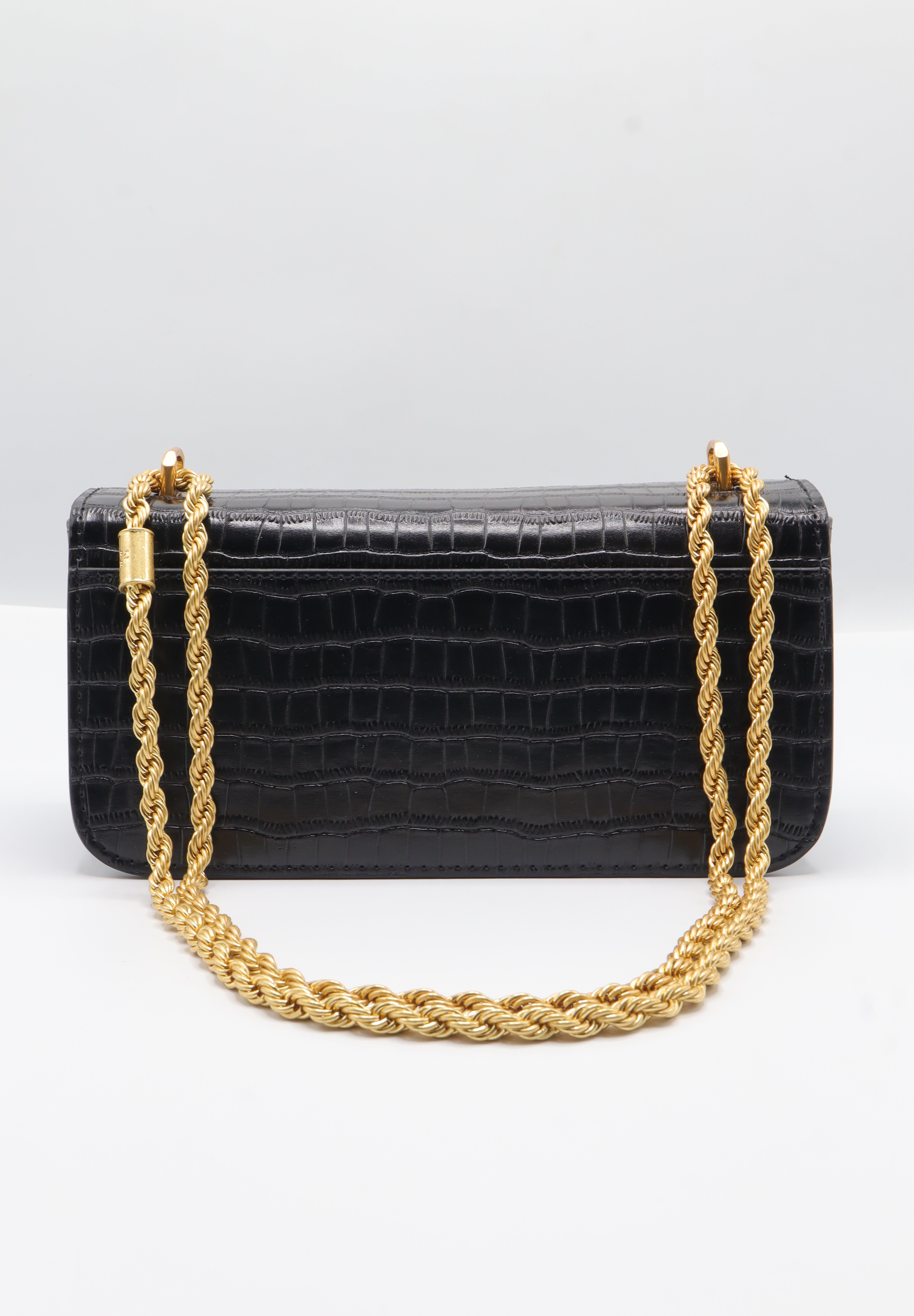Tory Burch Eleanor Bag | Black Croc Leather & Gold Double T