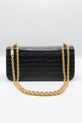 Tory Burch Eleanor Bag | Black Croc Leather & Gold Double T