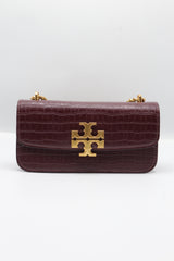 Tory Burch Eleanor Bag | Burgundy Croc Leather & Gold Double T