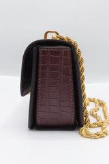 Tory Burch Eleanor Bag | Burgundy Croc Leather & Gold Double T