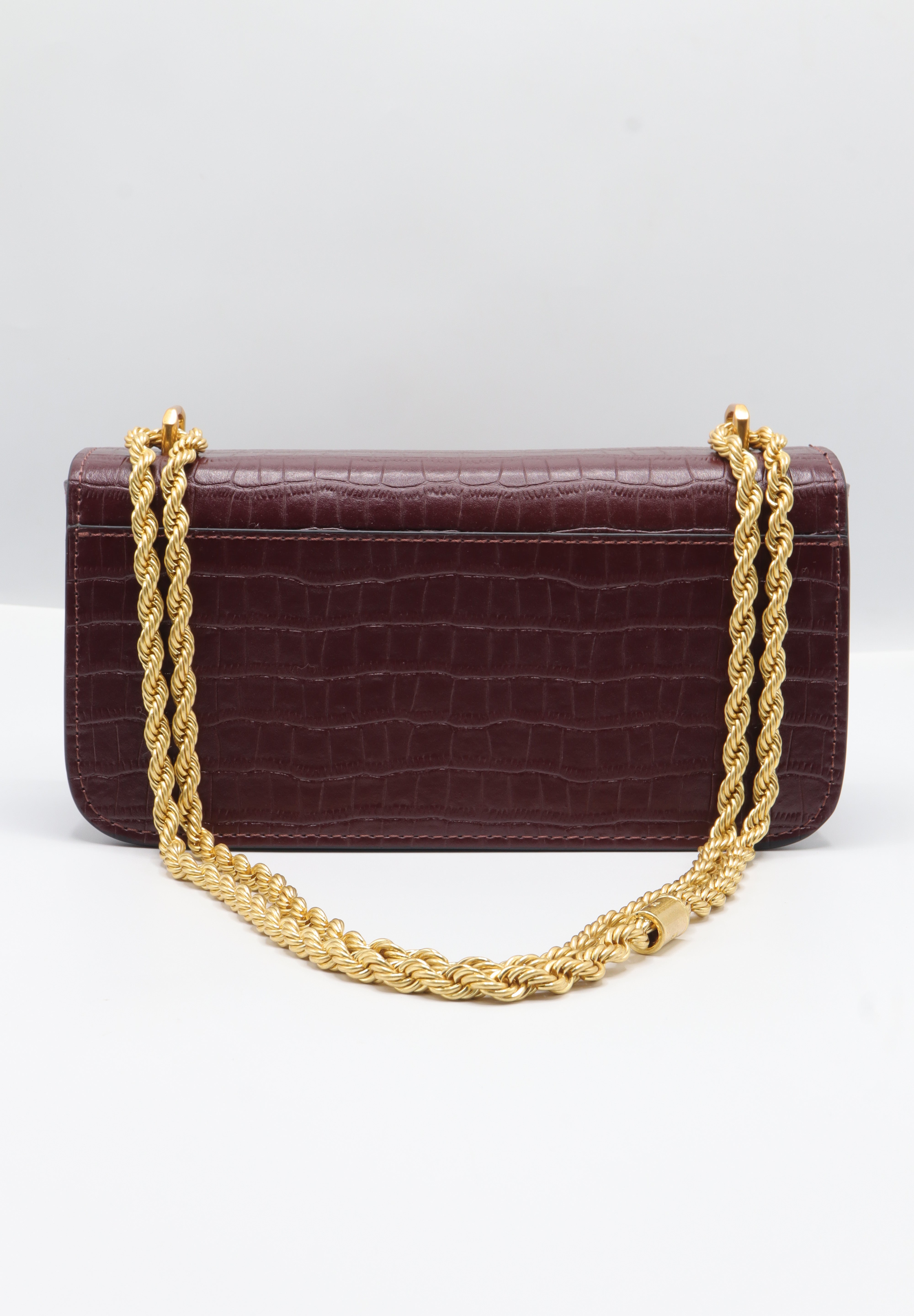 Tory Burch Eleanor Bag | Burgundy Croc Leather & Gold Double T