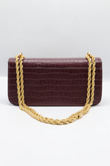 Tory Burch Eleanor Bag | Burgundy Croc Leather & Gold Double T