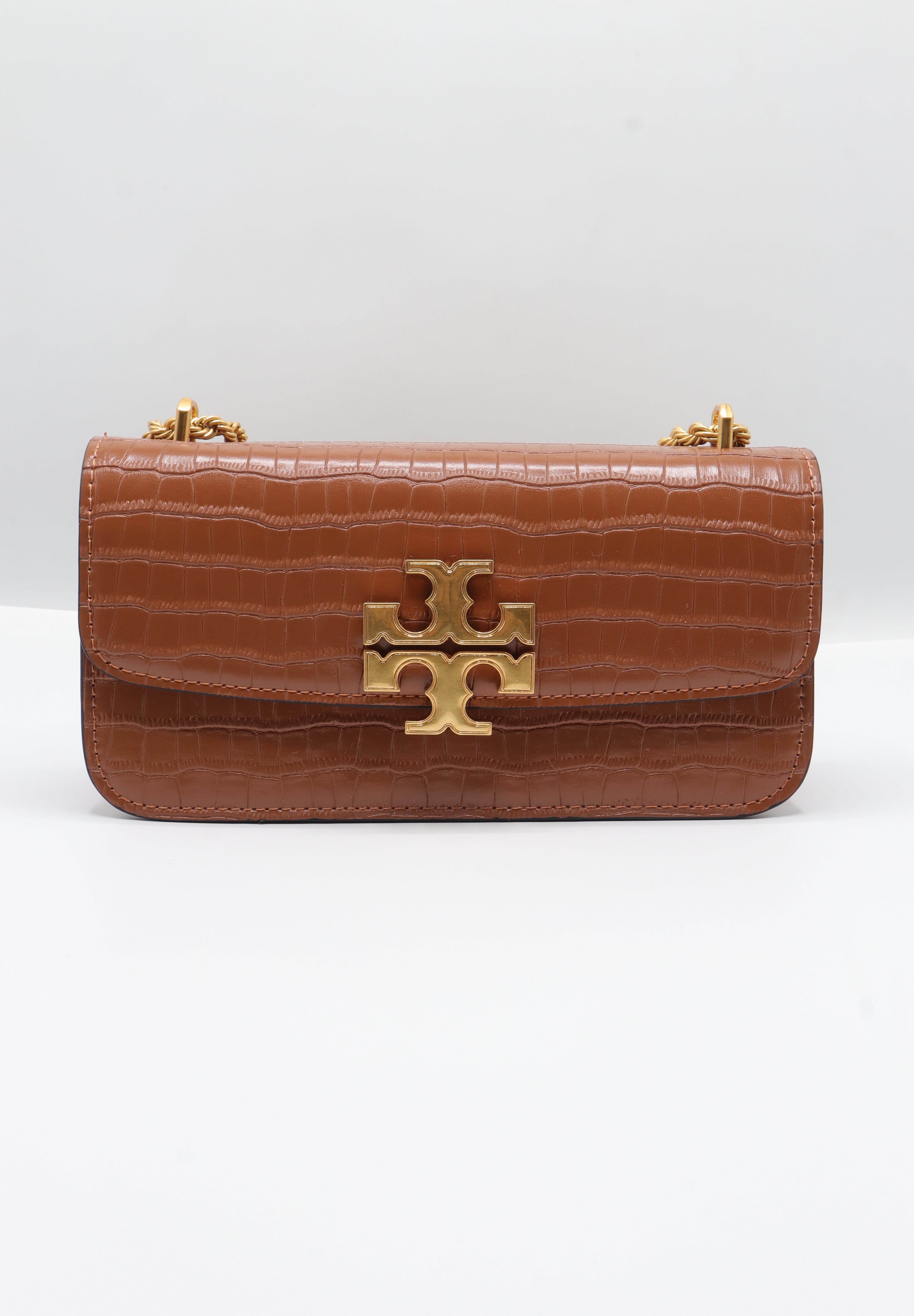 Tory Burch Eleanor Bag | Tan Croc Leather & Gold Double T