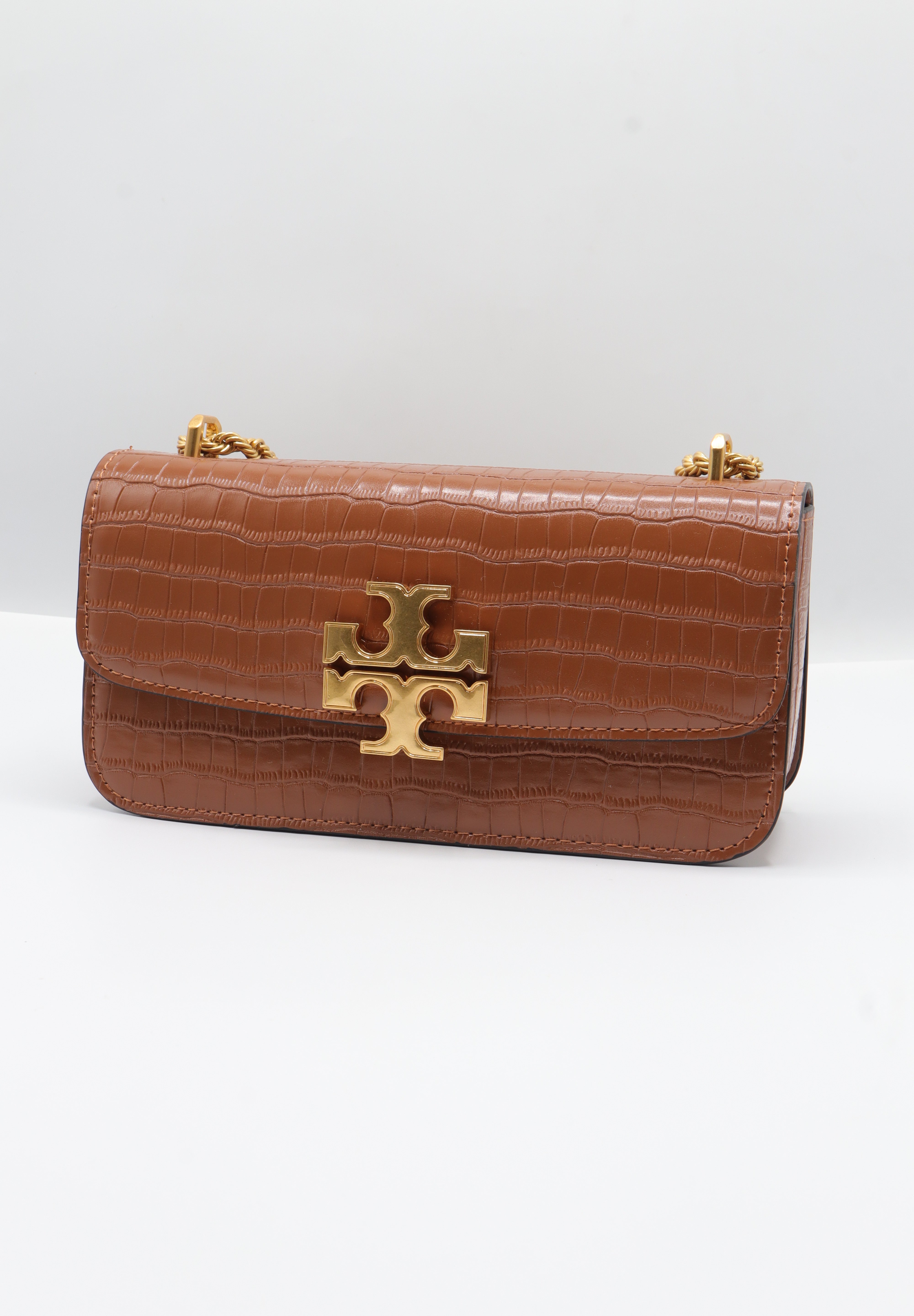 Tory Burch Eleanor Bag | Tan Croc Leather & Gold Double T