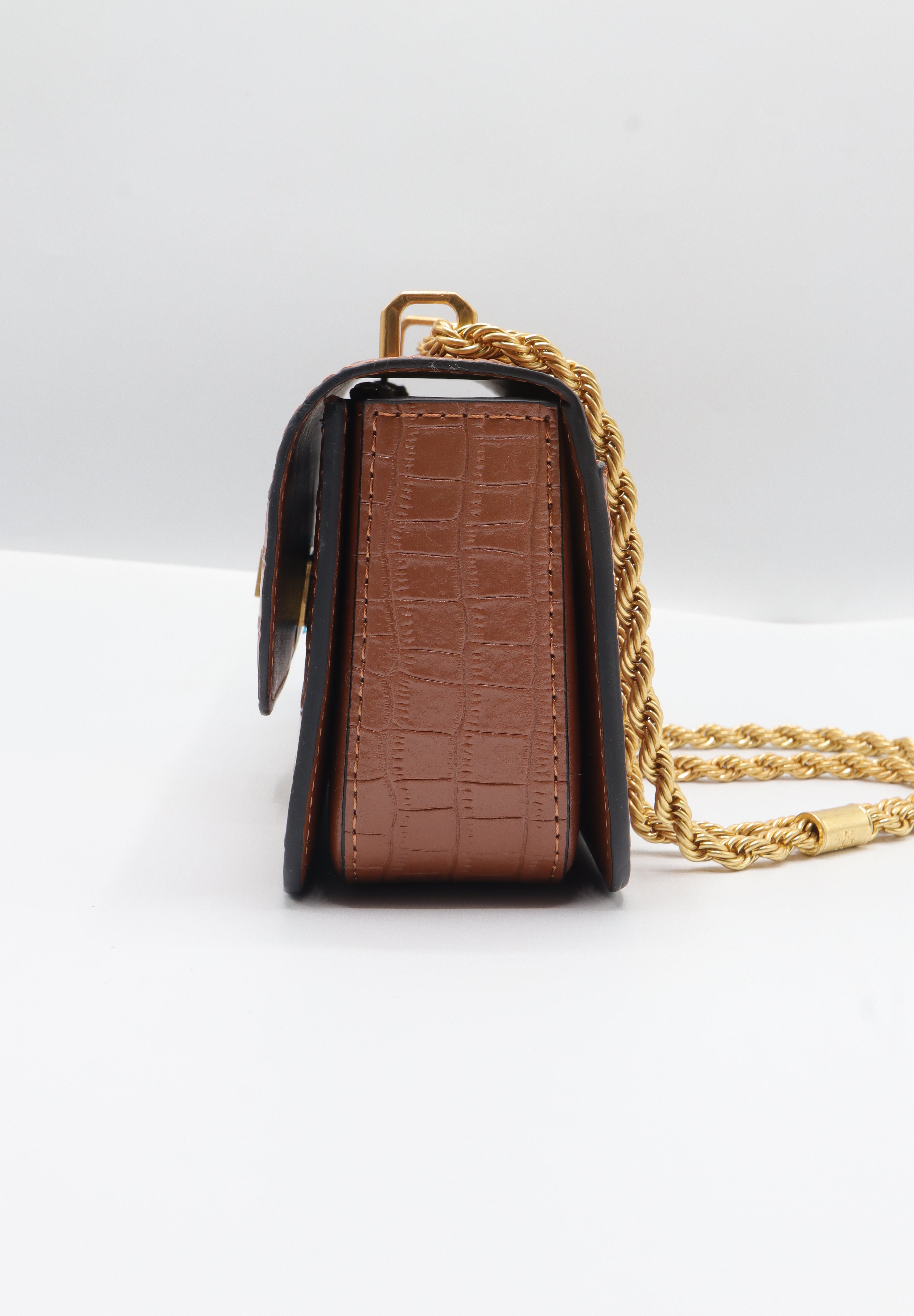 Tory Burch Eleanor Bag | Tan Croc Leather & Gold Double T