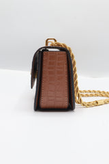 Tory Burch Eleanor Bag | Tan Croc Leather & Gold Double T