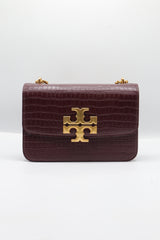 Tory Burch Eleanor Bag | Burgundy Croc Leather & Gold Double T