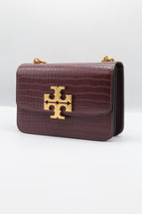 Tory Burch Eleanor Bag | Burgundy Croc Leather & Gold Double T