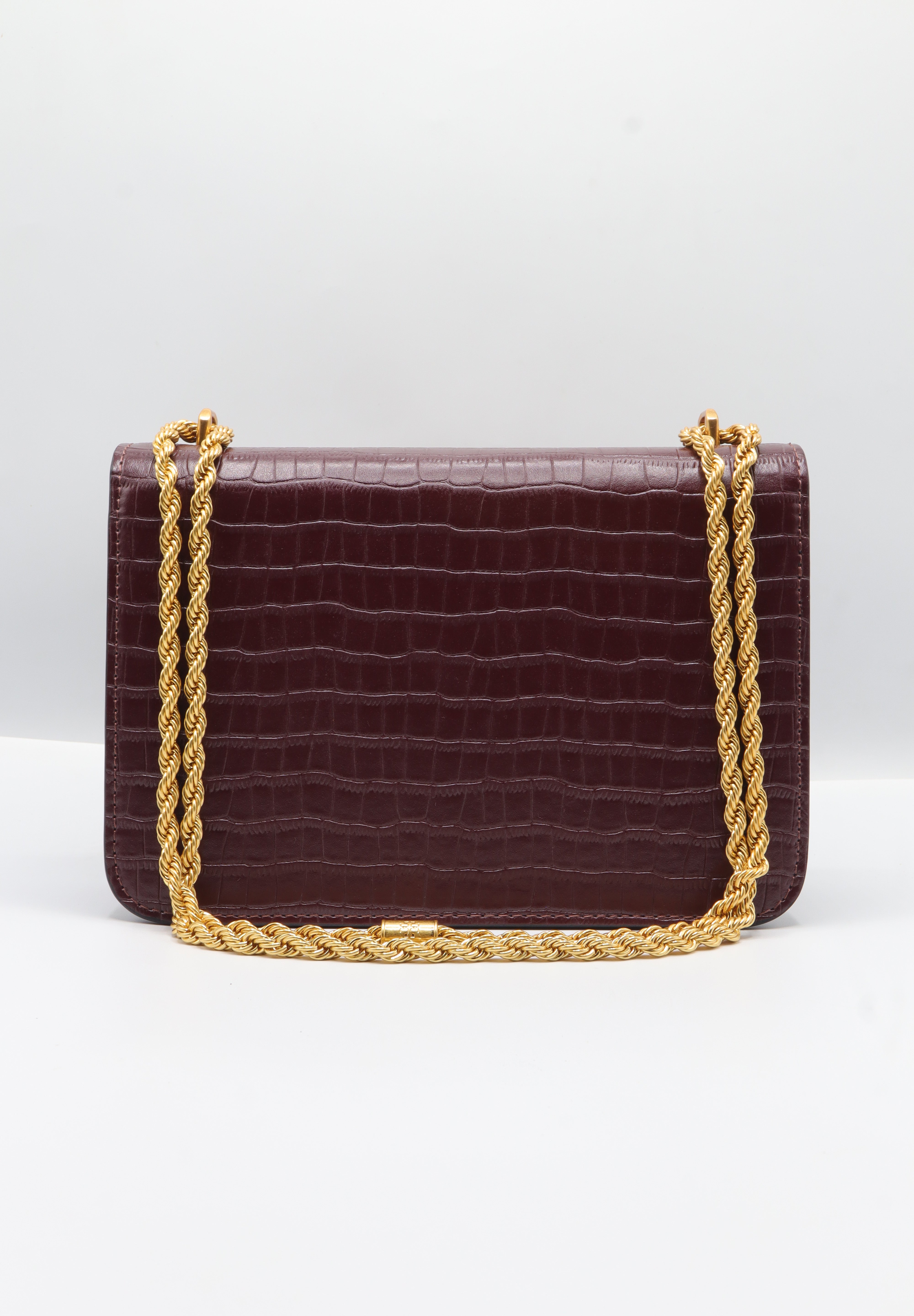 Tory Burch Eleanor Bag | Burgundy Croc Leather & Gold Double T