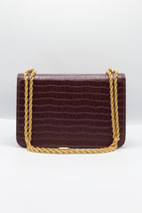 Tory Burch Eleanor Bag | Burgundy Croc Leather & Gold Double T