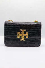 Tory Burch Eleanor Bag | Black Croc Leather & Gold Double T