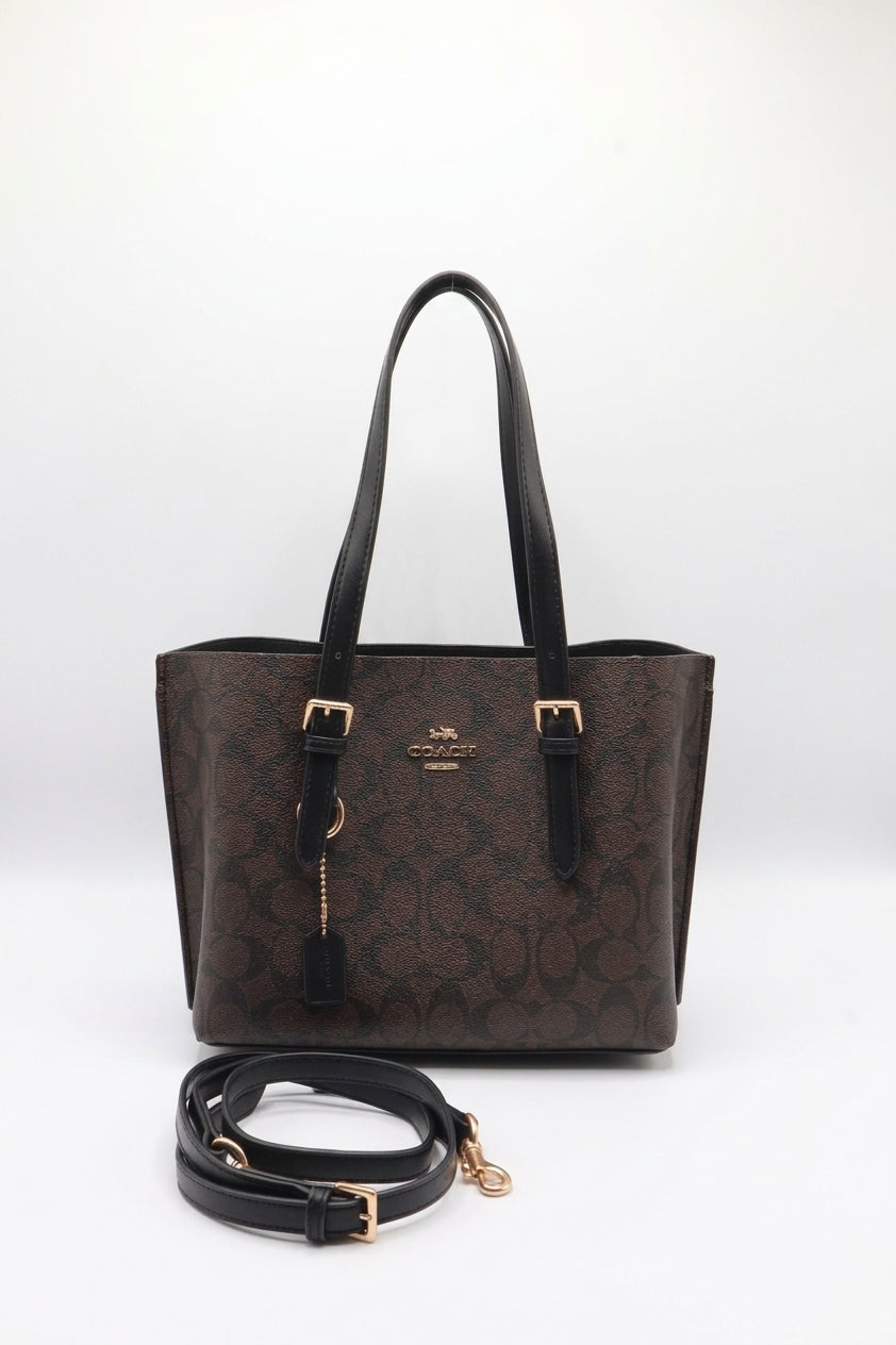 Coach Mollie Tote 25 Signature Canvas | Dark Brown & Black