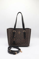 Coach Mollie Tote 25 Signature Canvas | Dark Brown & Black
