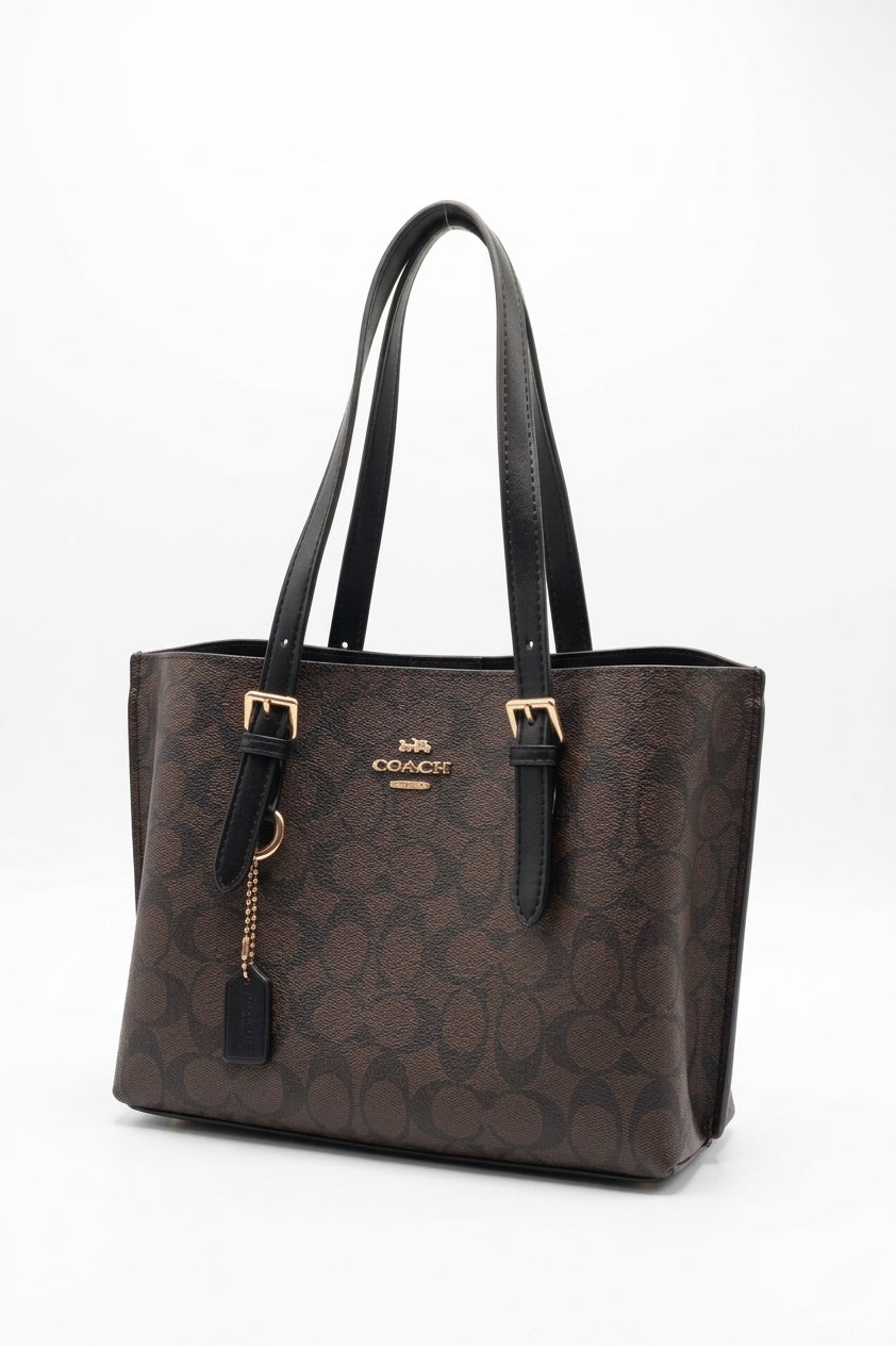 Coach Mollie Tote 25 Signature Canvas | Dark Brown & Black