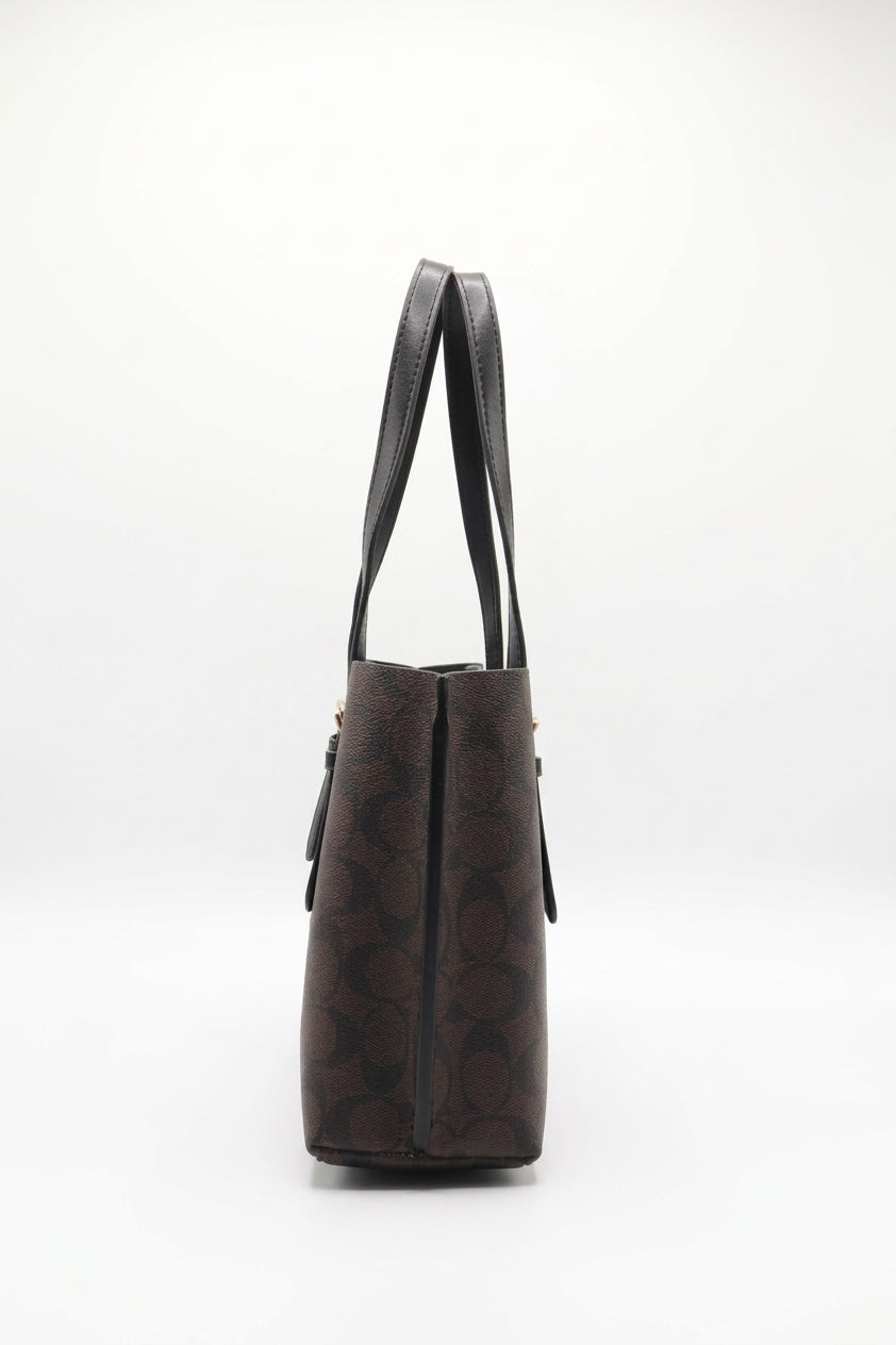Coach Mollie Tote 25 Signature Canvas | Dark Brown & Black