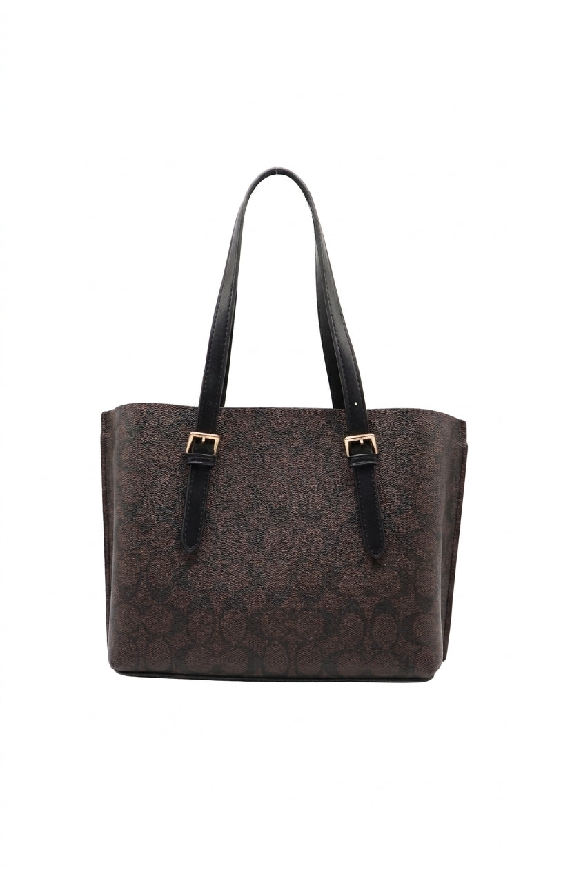 Coach Mollie Tote 25 Signature Canvas | Dark Brown & Black