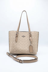 Coach Mollie Tote 25 in Signature Canvas | Beige Taupe & Silver