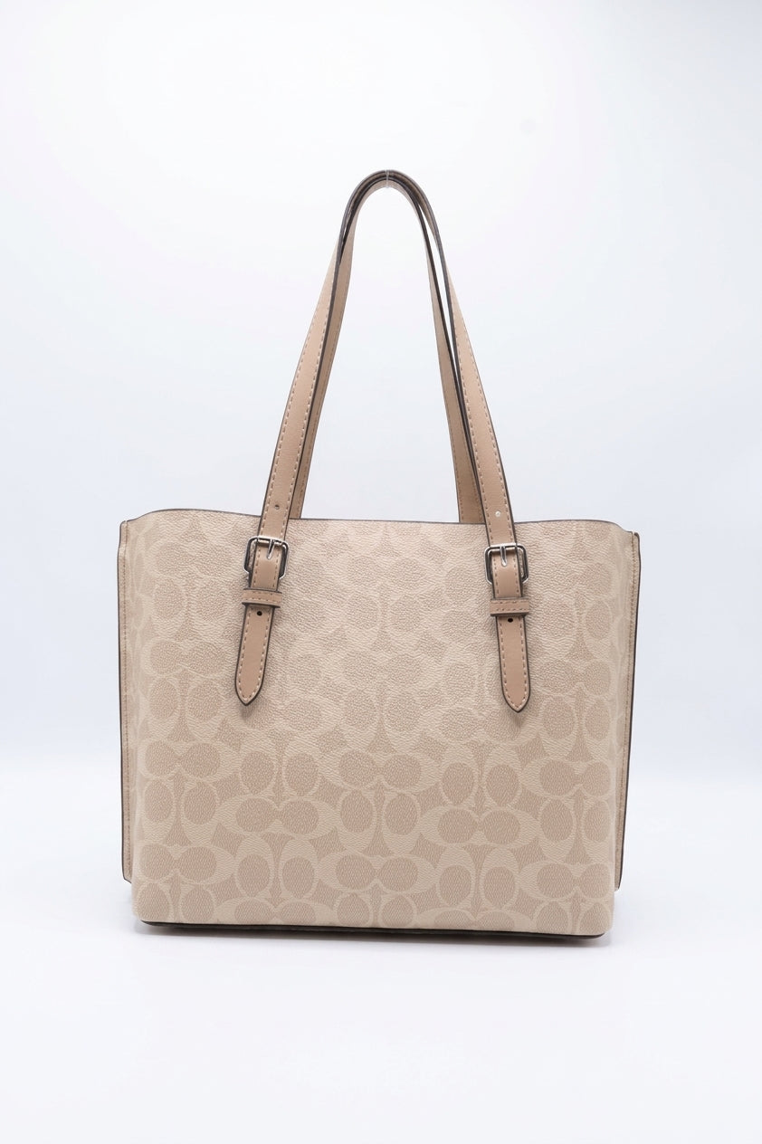 Coach Mollie Tote 25 in Signature Canvas | Beige Taupe & Silver
