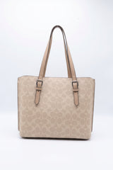 Coach Mollie Tote 25 in Signature Canvas | Beige Taupe & Silver