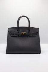 Hermès Birkin 25 Bag & Pouch Set | Black Epsom Leather & Gold