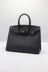 Hermès Birkin 25 Bag & Pouch Set | Black Epsom Leather & Gold
