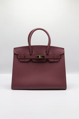 Hermès Birkin 25 Bag & Pouch Set | Burgundy Epsom Leather & Gold