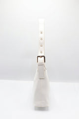 Charles & Keith Patent Shoulder Bag | Crisp White & Gold