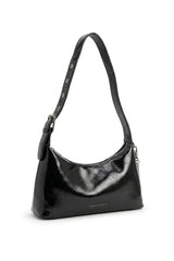 Charles & Keith Patent Shoulder Bag | Sleek Black & Silver