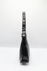 Charles & Keith Patent Shoulder Bag | Sleek Black & Silver
