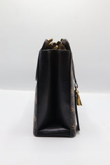 Guess Logo Satchel Bag | Brown 4G Print & Gold Hardware