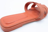 Hermes Style Epsom Leather Oran Flat Sandals – Women's Orange Slide Shoes