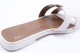 Hermes Style Epsom Leather Oran Flat Sandals – Women's White Slide Shoes