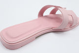 Hermes Style Epsom Leather Oran Flat Sandals – Women's Blush Pink Slide Shoes