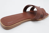 Hermes Style Smooth Leather Oran Flat Sandals – Women's Chocolate Brown Slide Shoes