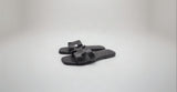 Hermes Style Smooth Leather Oran Flat Sandals – Women's Black Slide Shoes