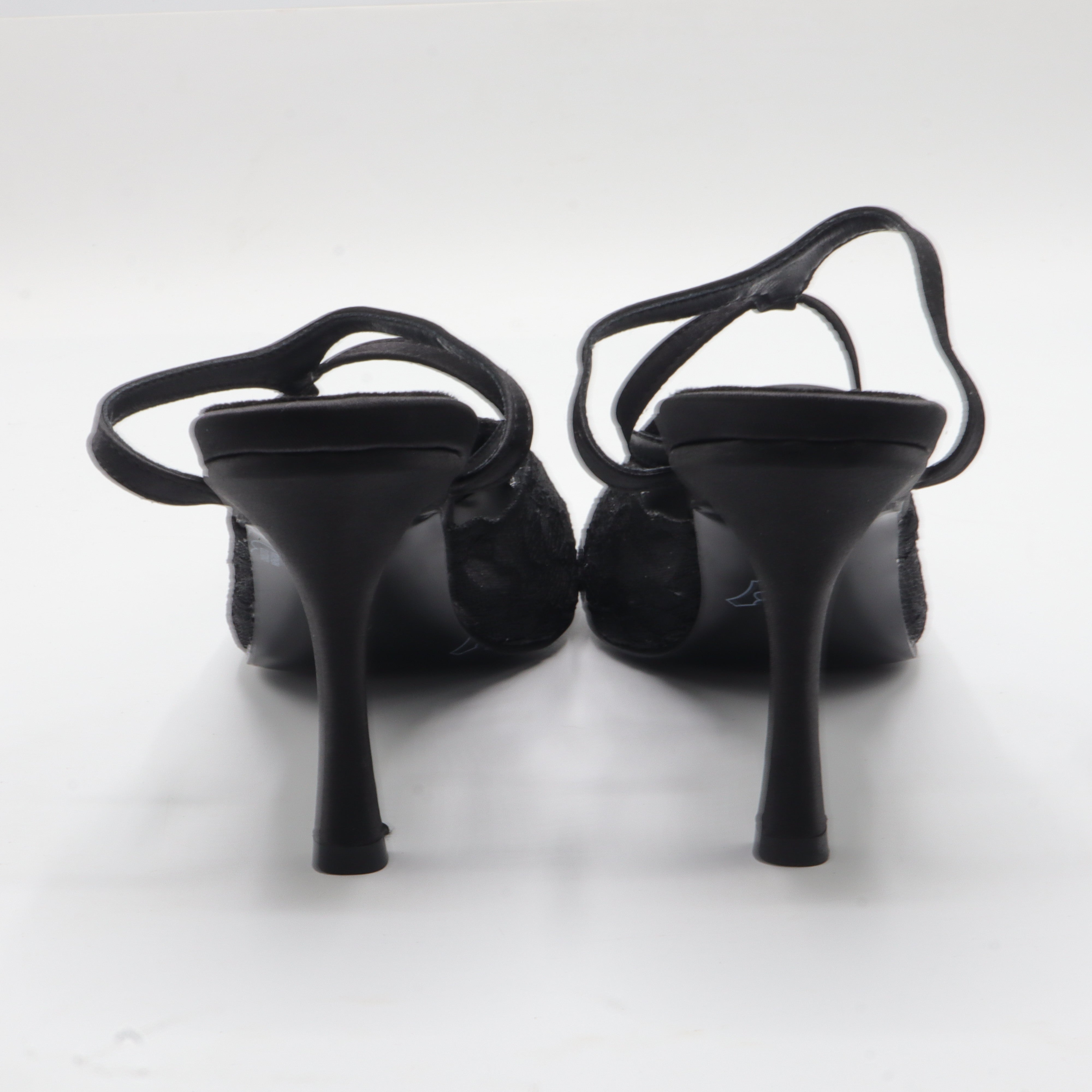 Jimmy Choo Style Lace Cap-Toe Slingback Heels – Women's Black Party Pumps