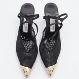 Jimmy Choo Style Lace Cap-Toe Slingback Heels – Women's Black Party Pumps
